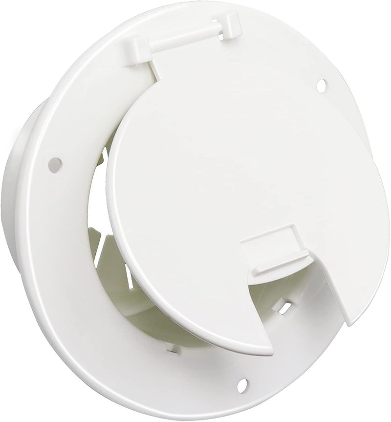 Foifatt RV Cable Hatch, 5" Round Electrical Cable Hatch for 30 and 50 Amp Cords, White RV Camper Trailer Power Cord Hatch Electrical Access Door - Image 1